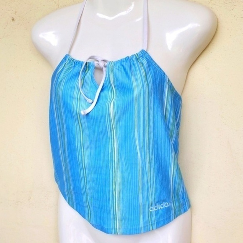 Adidas‎ Blue Halter Crop Tank Top Medium